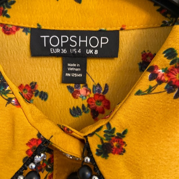 Top Shop Yellow and Floral (Western Look) Blouse - Picture 3 of 4